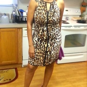 Leopard print spaghetti strap dress, size 10
